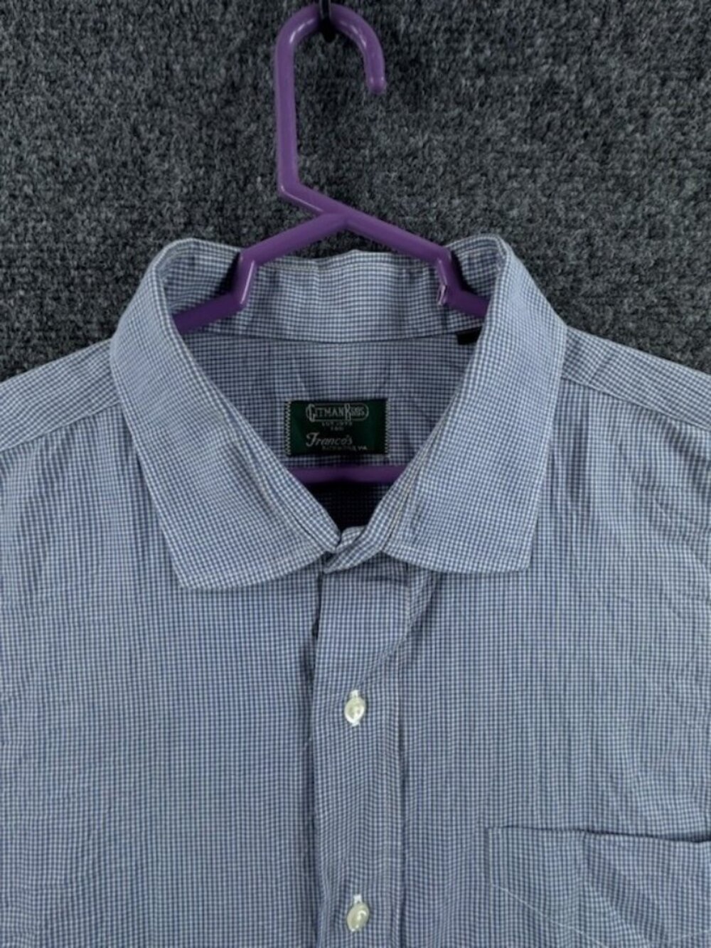 Gitman Bros Lightweight All Cotton 17.5 35 Soft USA Check Blue American Pocket